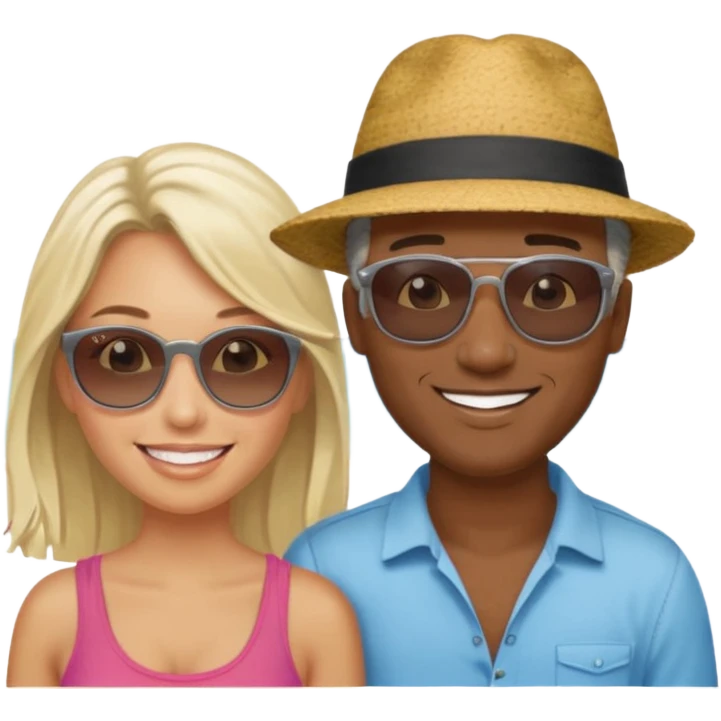 Black man salt n pepper hair with younger blonde  both smiling on beach  make the guys hair shorter n darker emoji