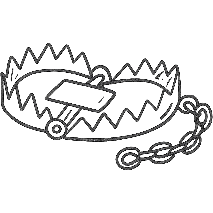 silver colored trap-irons; falltrap emoji