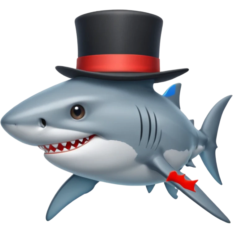 Shark with a top hat emoji