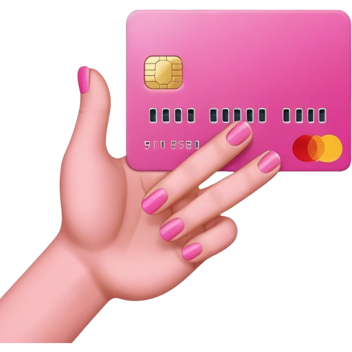 cree une main avec 5 doigts qui tien une carte de crédit 💳 rose emoji