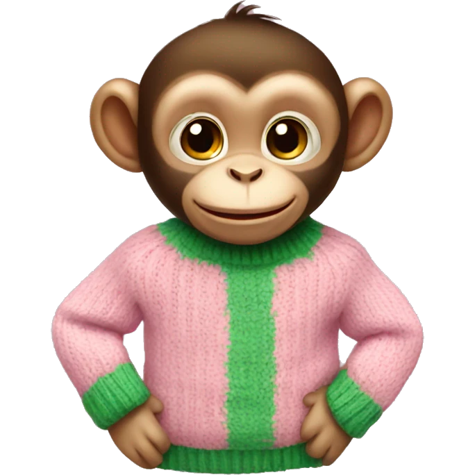Baby monkey wearing pink green sweater  emoji
