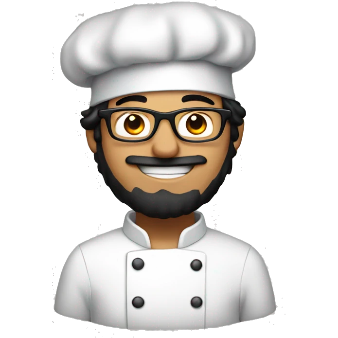 man with black hair and glasses wearing a chef's hat emoji