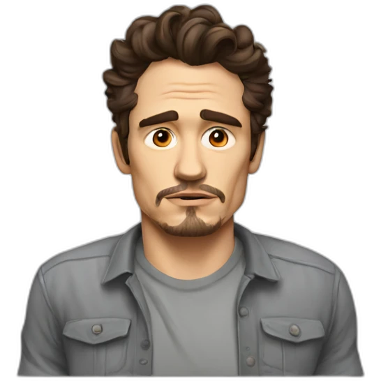 james franco serious cartoon wearing shirt emoji
