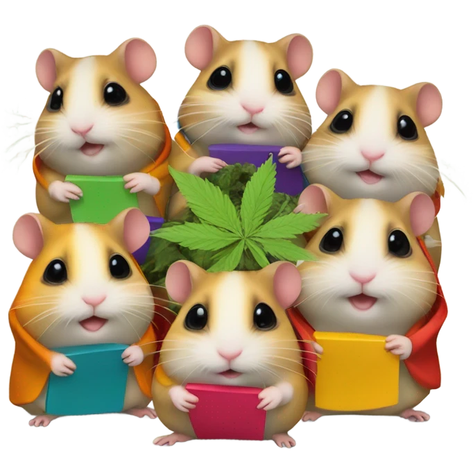 alien hamster cult with cheese and weed emoji