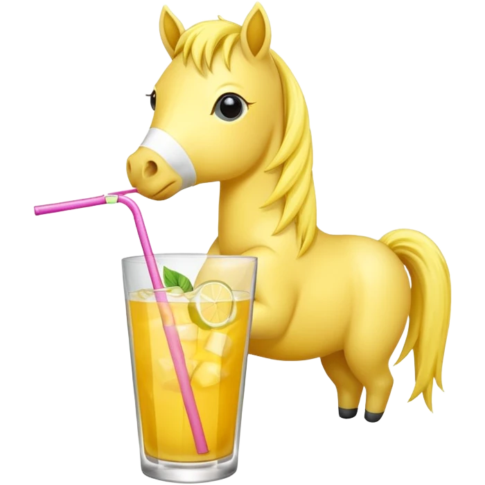 yellow pony drinking cocktail emoji