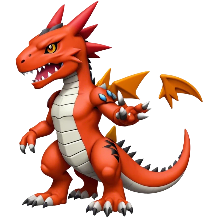 Cool edgy Guilmon-Agumon-Digimon, full body emoji
