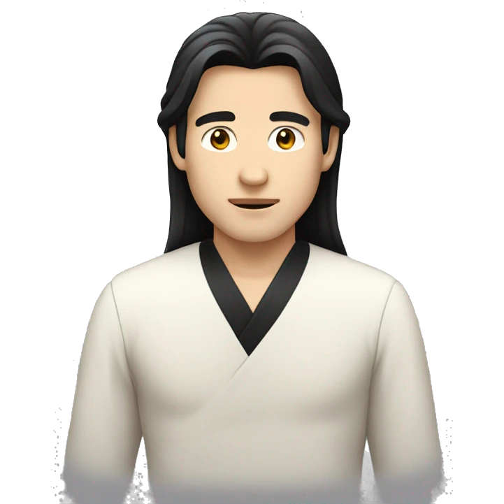 white skin color japanese man with black middle long hair, make it from shoulders and create only one emoji emoji