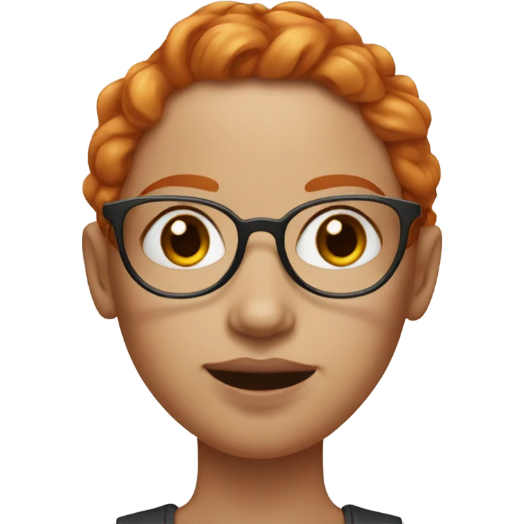 ginger woman with hazel eyes, glasses, septum, and eyebrow piercing and freckles emoji