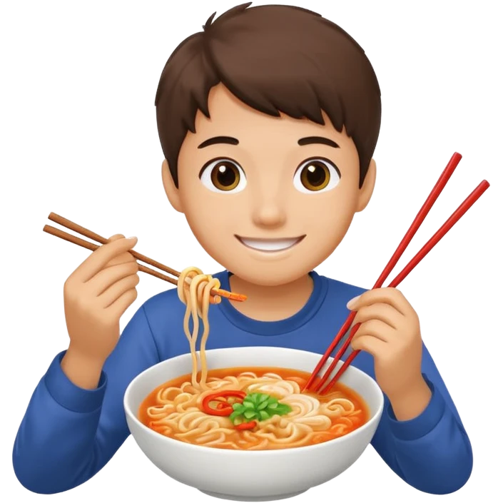 student eating ramyun with chopsticks emoji