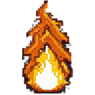 bottom fire end cap, flame tip pointing down, orange and yellow emoji