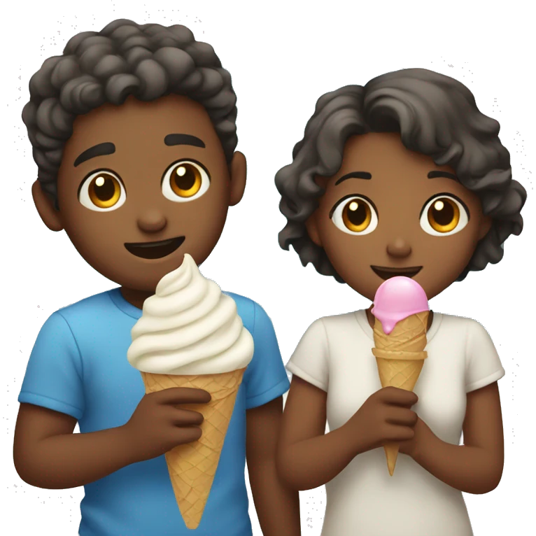 Boy and girl getting ice cream  emoji