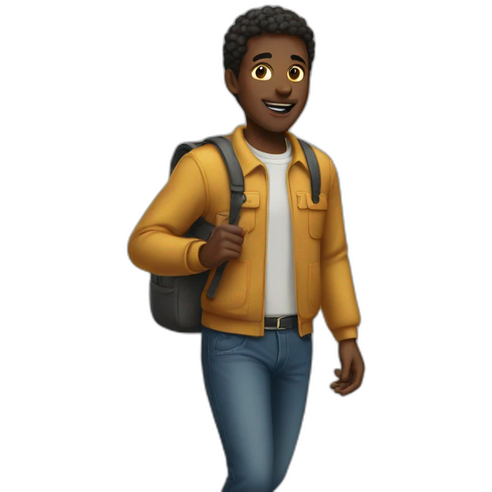 black man taking a shortcut emoji
