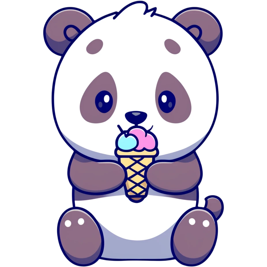 Panda eating ice cream emoji