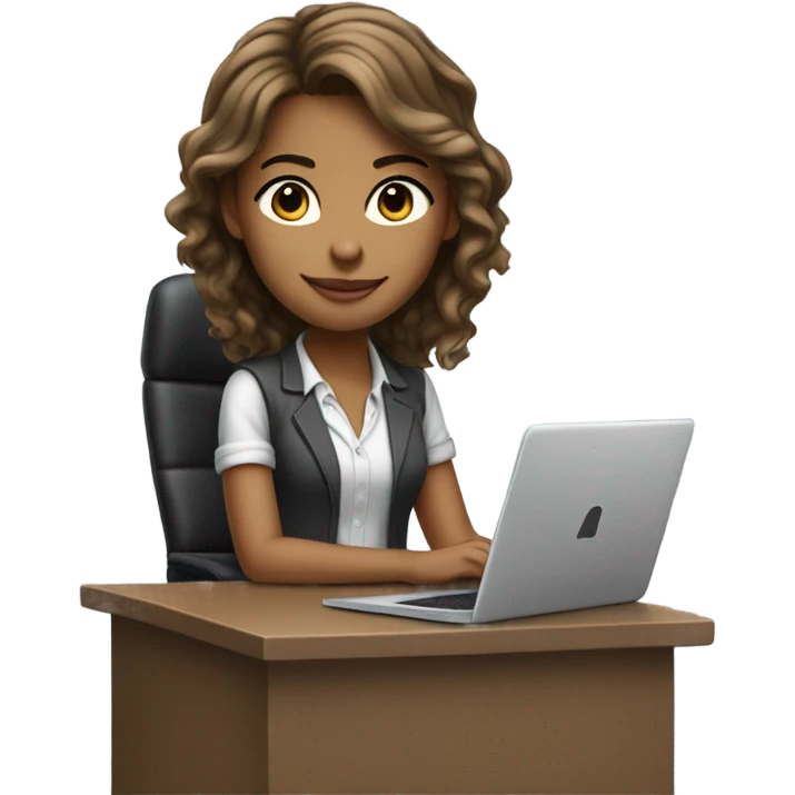 Medium hair light skin  Brown girl, computer science intern with a computer  emoji