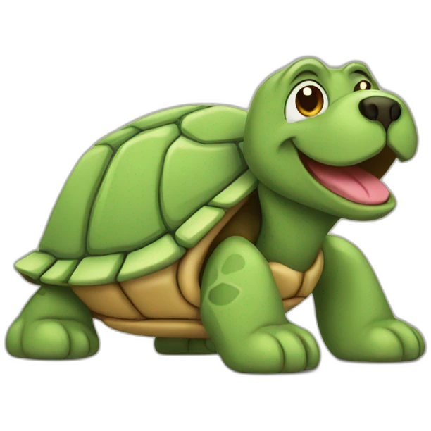 Chien su une tortue emoji