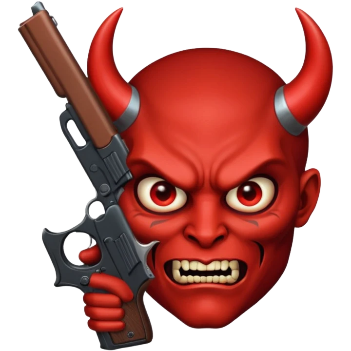 Una cara de diablo  con una pistola emoji