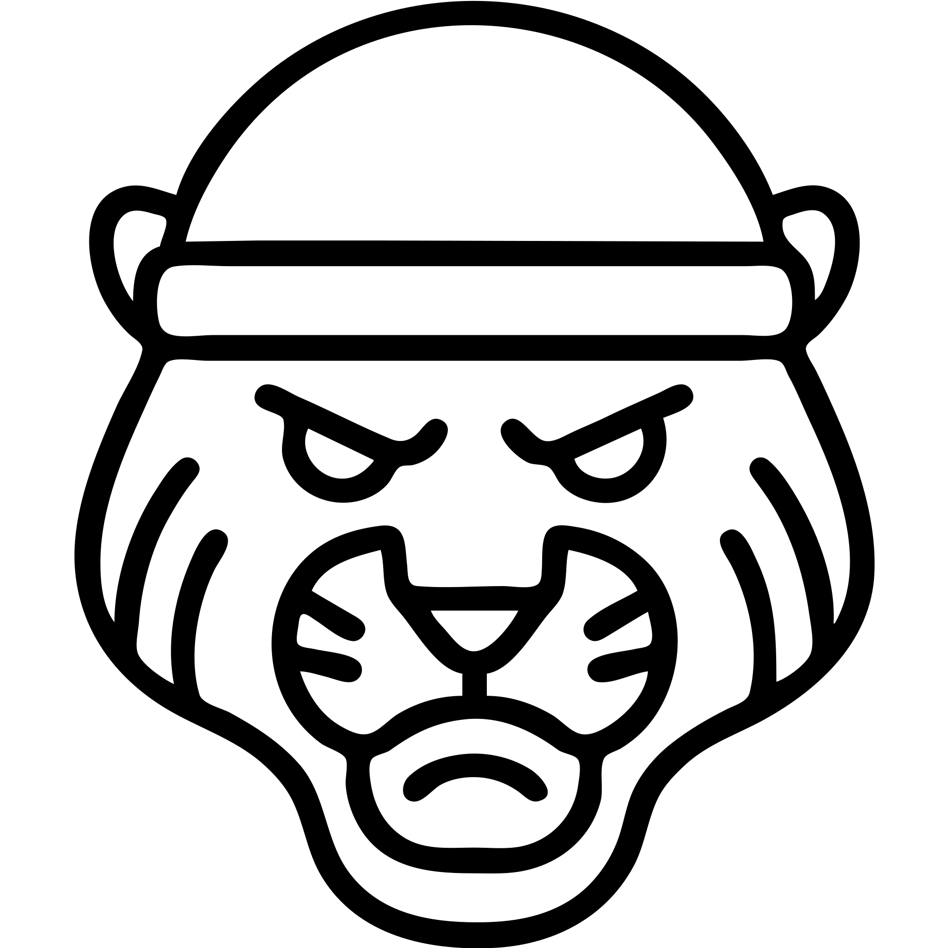 angry black tiger wearing a helmet, outlined icon emoji