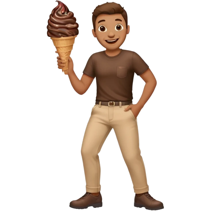 Man laughing with chocolate ice cream swirl on pants  emoji