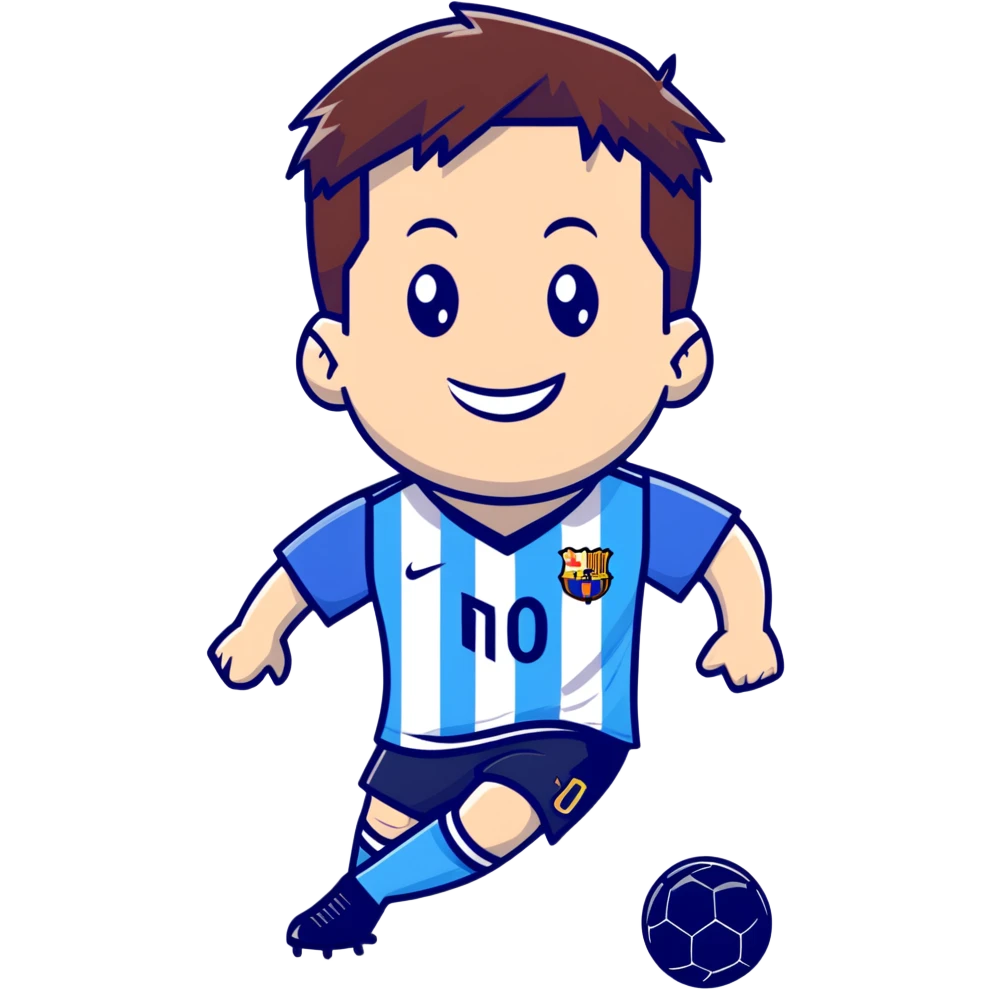 lionel messi smiling wearing a blue and white striped soccer jersey emoji