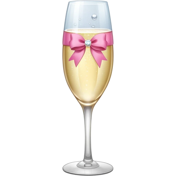 champagne glass with a pink ribbon on it emoji