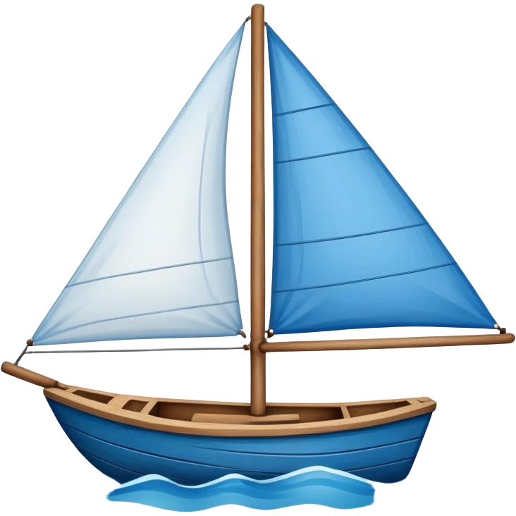 A small blue sailboat with a happy smiling face on the front emoji