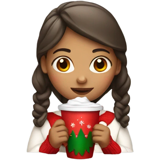 girl with Christmas cup emoji