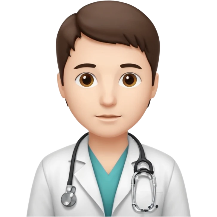 medico con estetoscopio y bata en la consulta de un hospital emoji