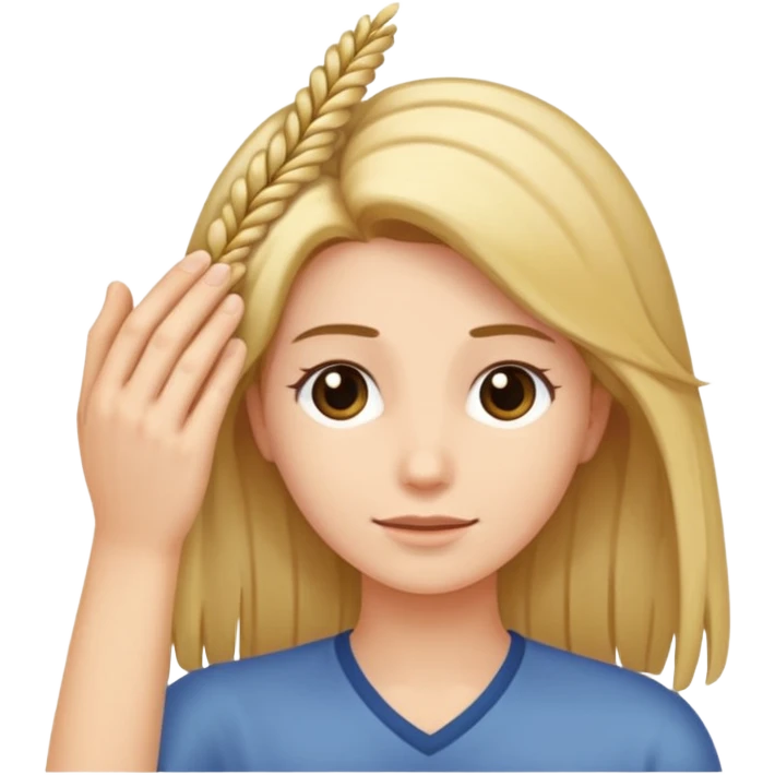 close-up of fingers caressing a strand of hair, iOS emoji style emoji