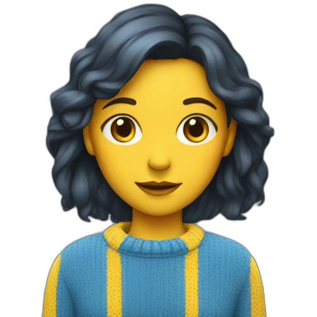 Girl in blue and yellow sweater emoji