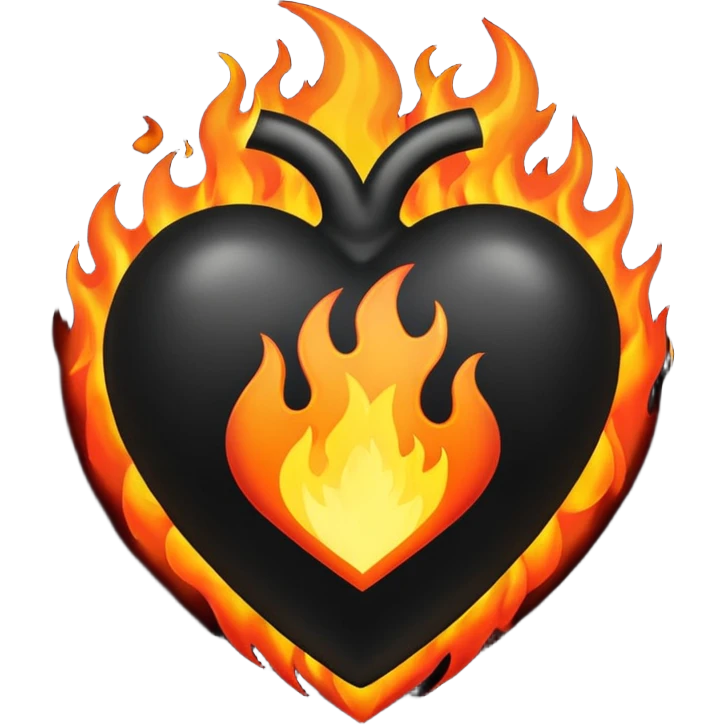 Black Heart with fire emoji