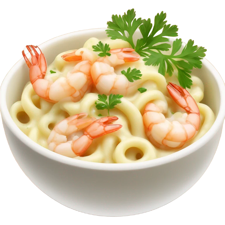 Shrimp Alfredo in a bowl with parsley  emoji