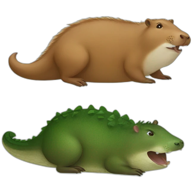 Capybara riding an alligator emoji