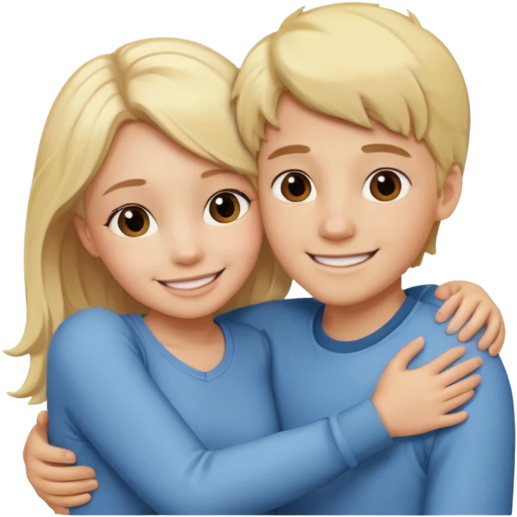 Boy and girl hugging each other in love emoji