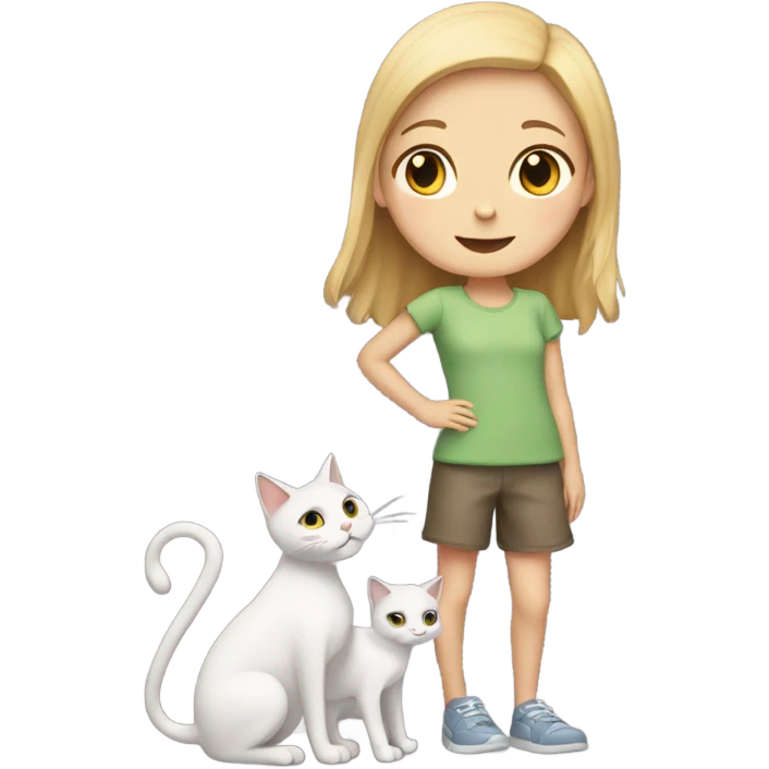 white girl playing with cat emoji