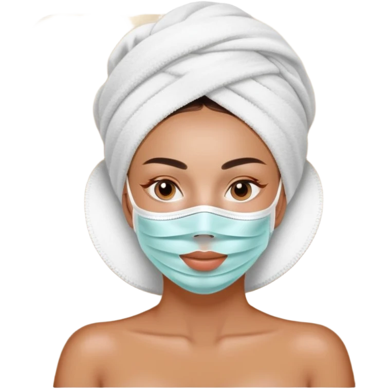 Lady with face mask spa beauty full face relaxing emoji