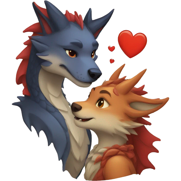 dragon and wolf love emoji