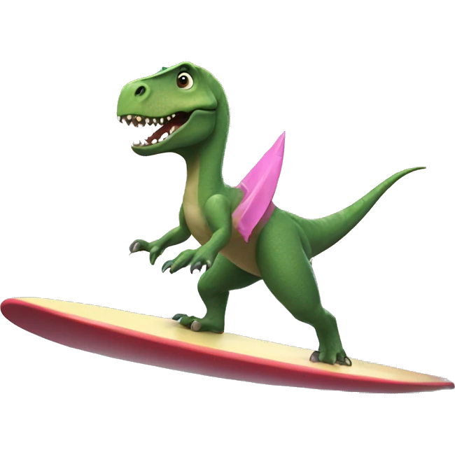 Dinosaur wearing a tutu while surfing  emoji