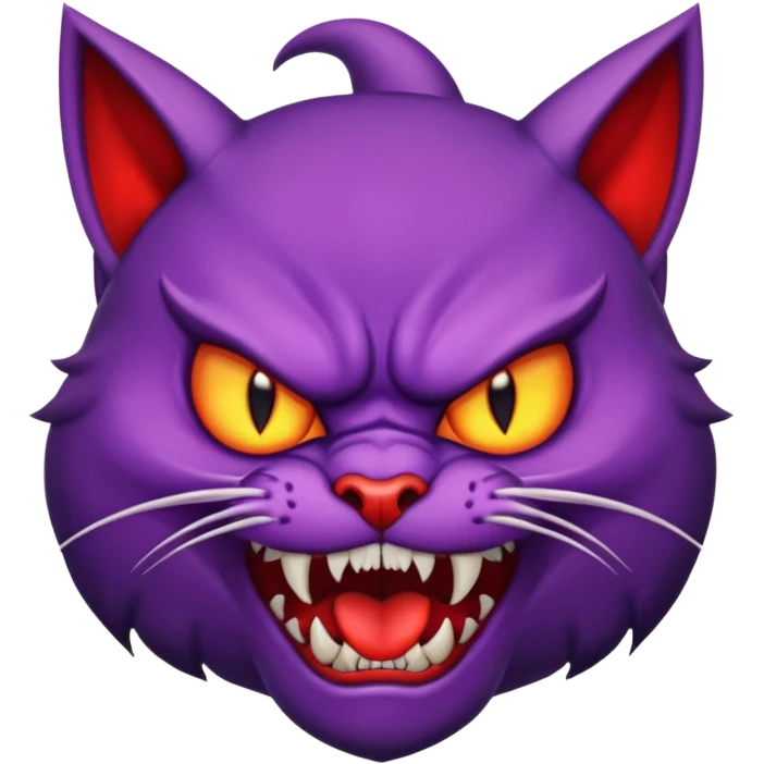 Un gato enojado endiablado en morado😼👿 emoji