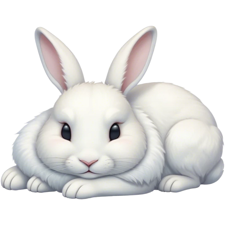 Meme-Worthy Cute Sleeping White Rabbit Portrait Emoji, Head resting peacefully with a contented smile, showcasing a delightfully compact build and a luxuriously soft pure white fur, eyes shut in a serene nap, Simplified yet hilariously adorable features, highly detailed, glowing with a soft, drowsy light, high shine, relaxed and utterly lovable, stylized with an air of playful laziness, bright and heartwarming, soft glowing outline, capturing the essence of a comically sleepy bunny, so meme-worthy it feels like it could instantly become the next viral sensation of adorable slumber! emoji