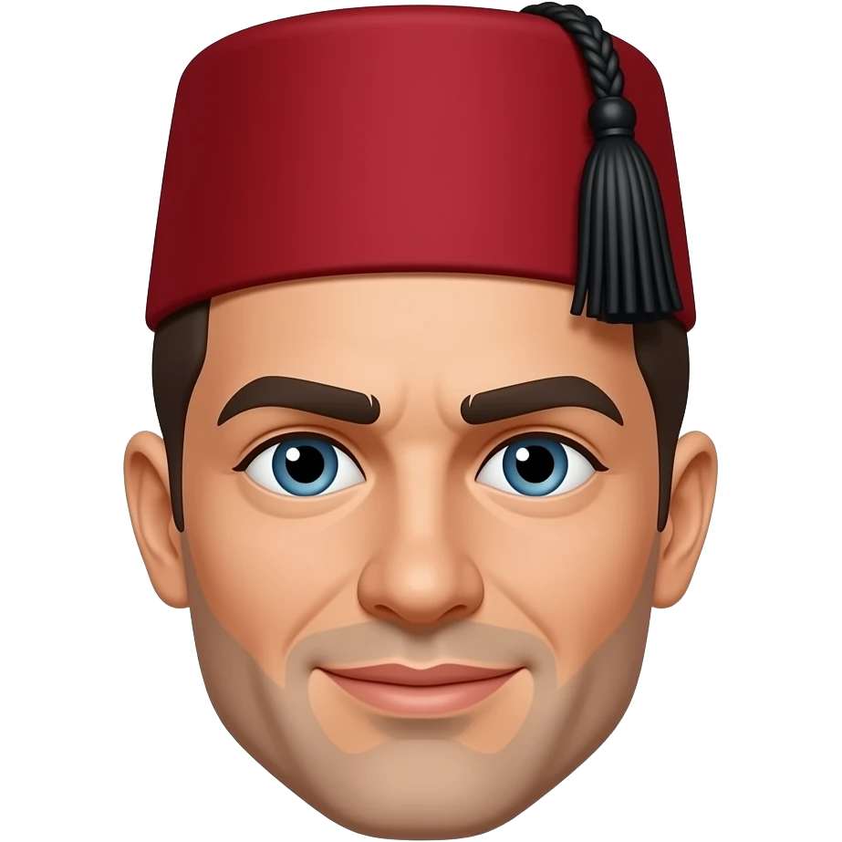 man wearing classic red fez hat with black tassel, mid size emoji