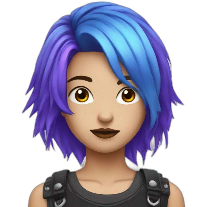 Blue purple hair punk girl emoji