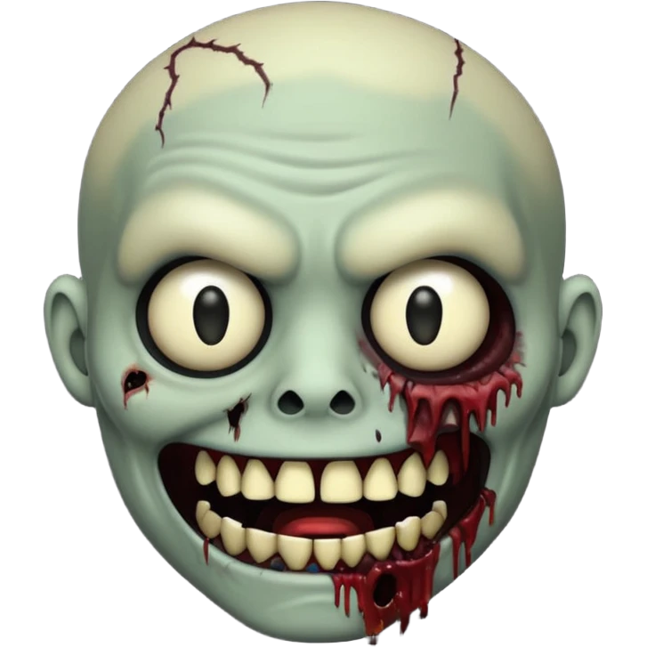Zombie emoji with pitch black teeth no white showing emoji