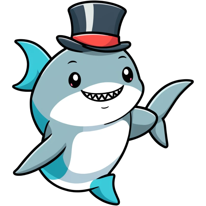 Shark with a top hat emoji