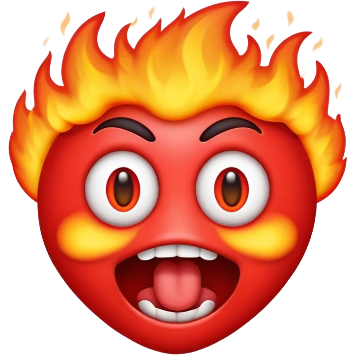 Emoji con la lengua fuera y con fuego en los ojos emoji