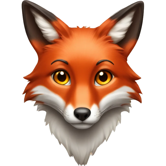 deep lush red fox face with tiny red heart instead of eyes emoji