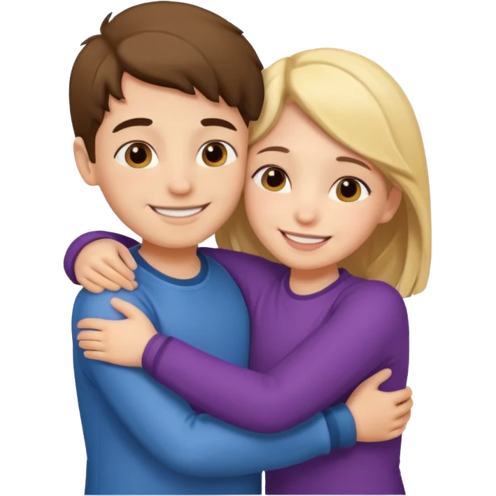Boy and girl hugging each other in love emoji