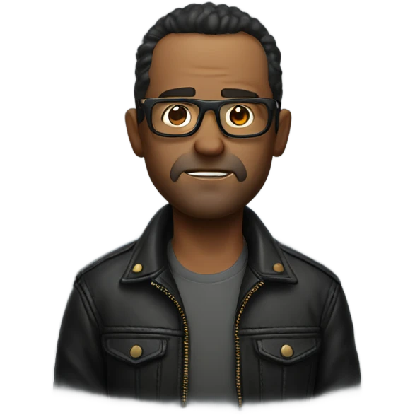 rugged man in leather jacket and glasses  emoji