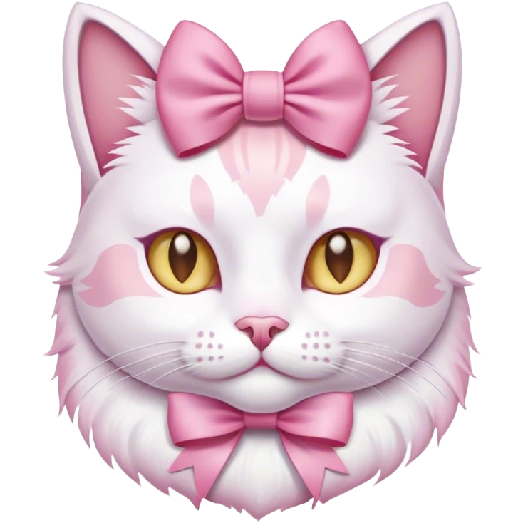 pink white cat with a pink bow emoji