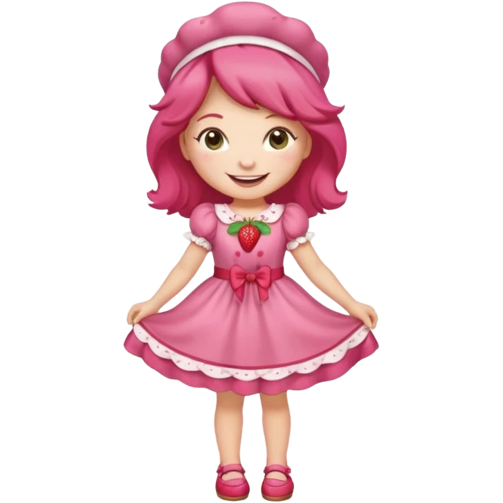 pretty and cute realistic modern day cartoon character strawberry shortcake full body emoji