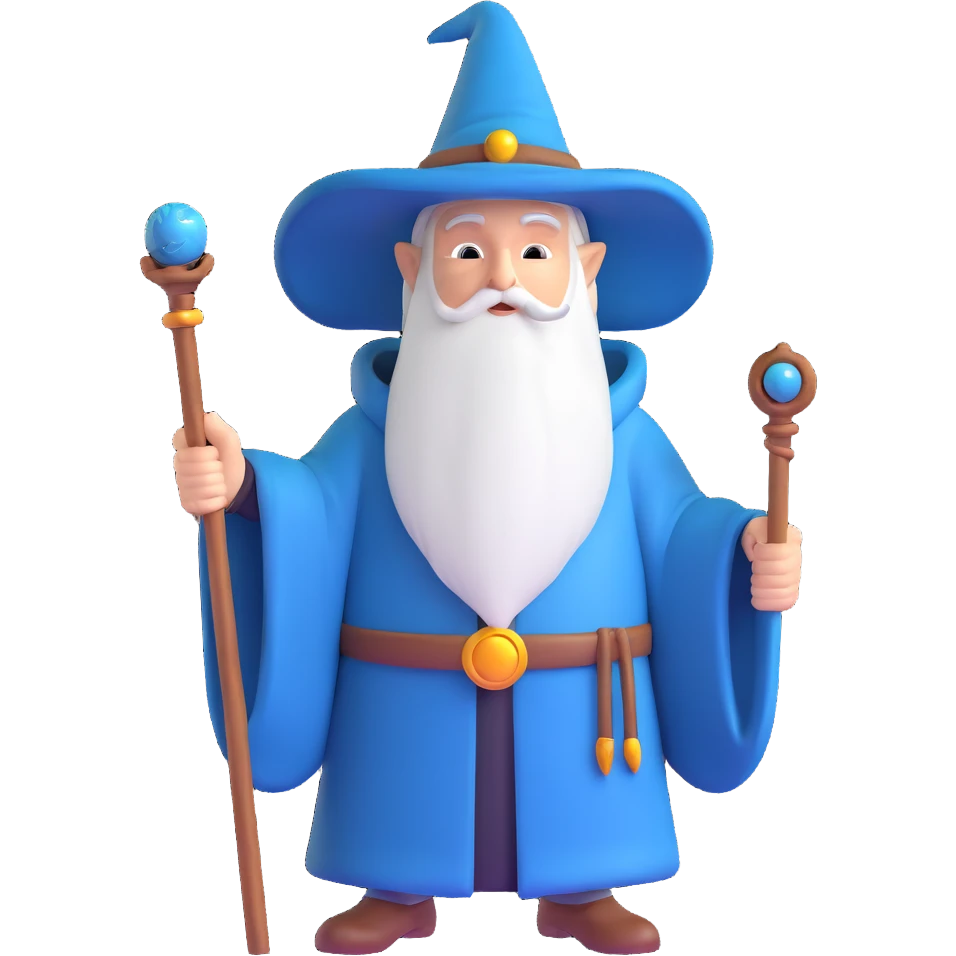wise wizard with magical staff emoji